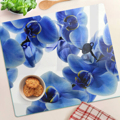 Üveg vágódeszka Kék orchideák
