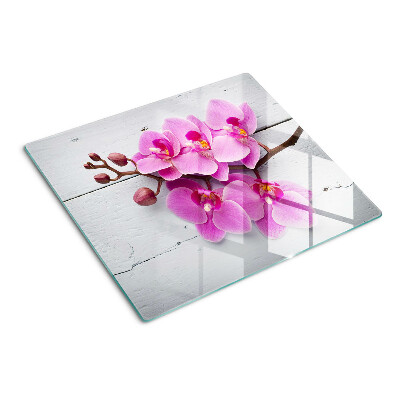 Üveg vágódeszka Orchideák fehér alapon