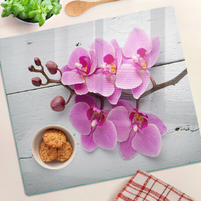 Üveg vágódeszka Orchideák fehér alapon