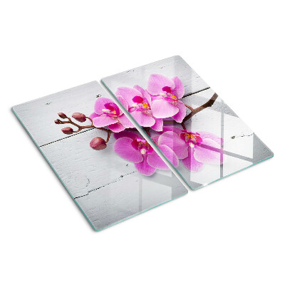 Üveg vágódeszka Orchideák fehér alapon