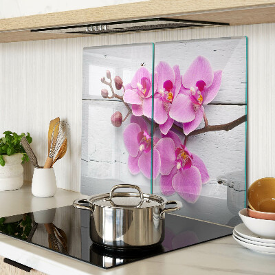 Üveg vágódeszka Orchideák fehér alapon