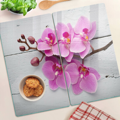 Üveg vágódeszka Orchideák fehér alapon