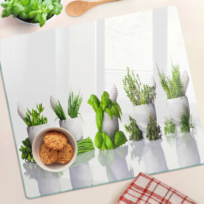 Üveg vágódeszka Cserépben lévő gyógynövények