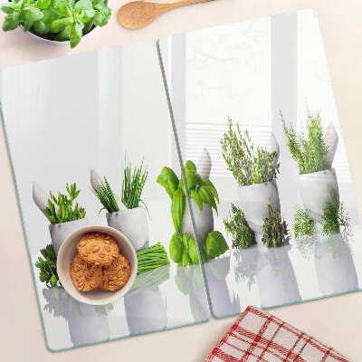 Üveg vágódeszka Cserépben lévő gyógynövények