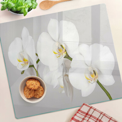 Üveg vágódeszka Orchideák tükörkép háttér előtt