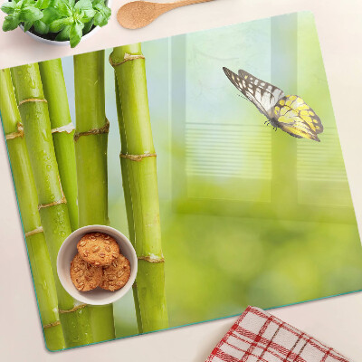 Edzett üveg vágódeszka Bambusz és pillangó design