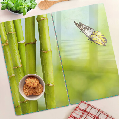 Edzett üveg vágódeszka Bambusz és pillangó design
