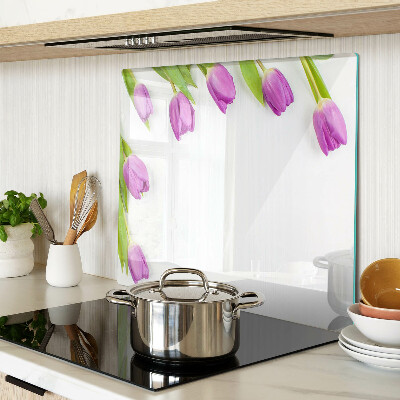 Üveg vágódeszka Tulipánok fehér alapon