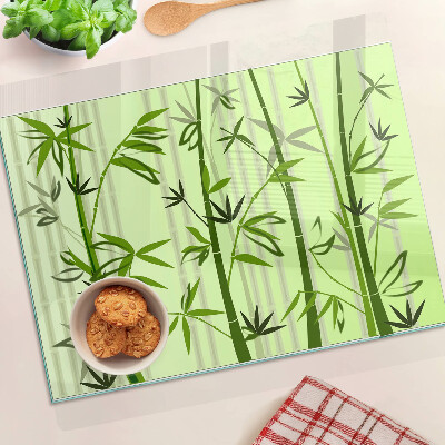 Edzett üveg vágódeszka Bambusz zöld háttérrel