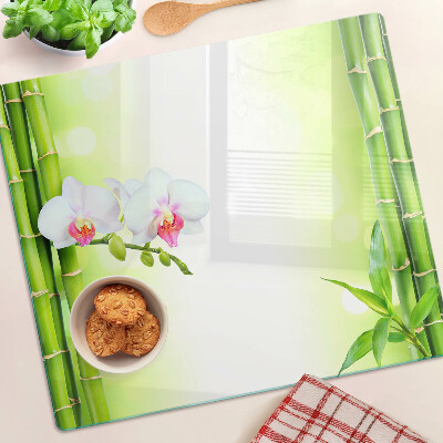 Edzett üveg vágódeszka Orchideák és bambusz