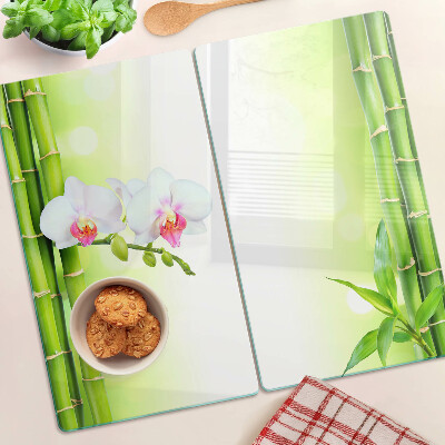 Edzett üveg vágódeszka Orchideák és bambusz