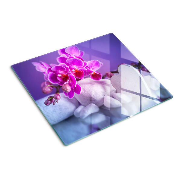 Üveg vágódeszka Orchideák köveken