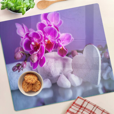 Üveg vágódeszka Orchideák köveken