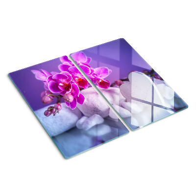 Üveg vágódeszka Orchideák köveken