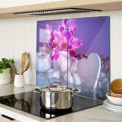 Üveg vágódeszka Orchideák köveken