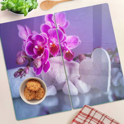 Üveg vágódeszka Orchideák köveken