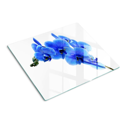 Edzett üveg vágódeszka Kék orchideák