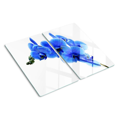 Edzett üveg vágódeszka Kék orchideák