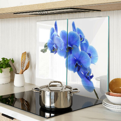 Edzett üveg vágódeszka Kék orchideák