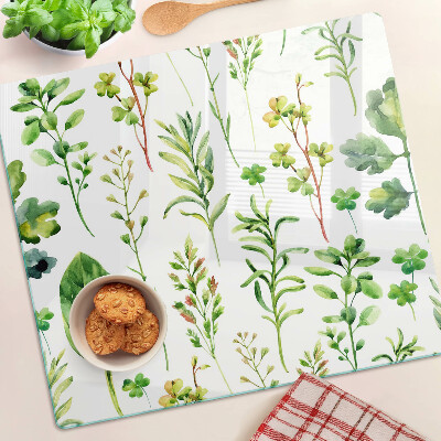 Üveg vágódeszka Növényi minták zöld árnyalatokban