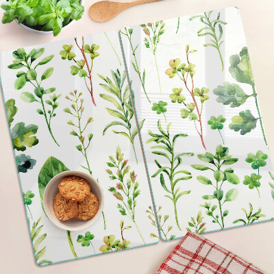 Üveg vágódeszka Növényi minták zöld árnyalatokban