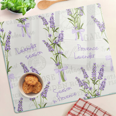 Edzett üveg vágódeszka Levendula és provence-i betűk