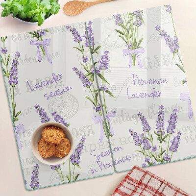 Edzett üveg vágódeszka Levendula és provence-i betűk