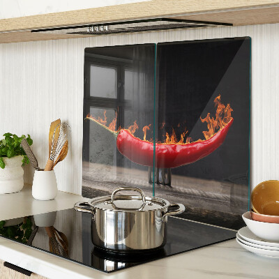 Üveg vágódeszka Tűz és chili paprika
