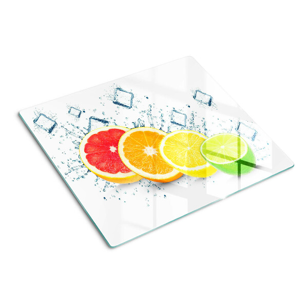 Edzett üveg vágódeszka Citrusfélék színes szeletekben