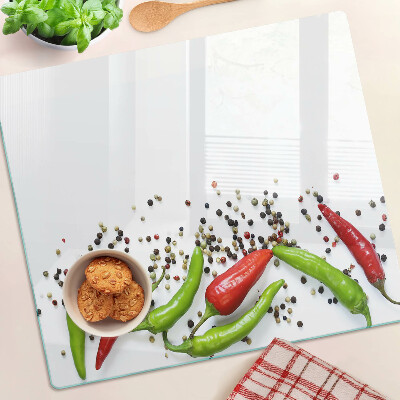 Üveg vágódeszka Paprika és bors