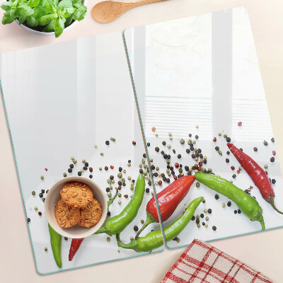 Üveg vágódeszka Paprika és bors