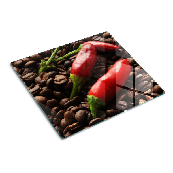Üveg vágódeszka Kávé és chili paprika