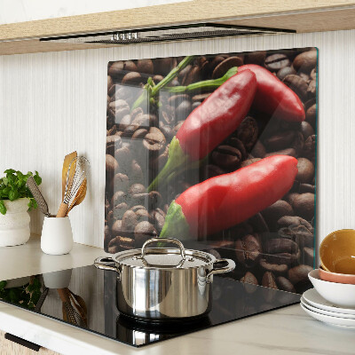 Üveg vágódeszka Kávé és chili paprika