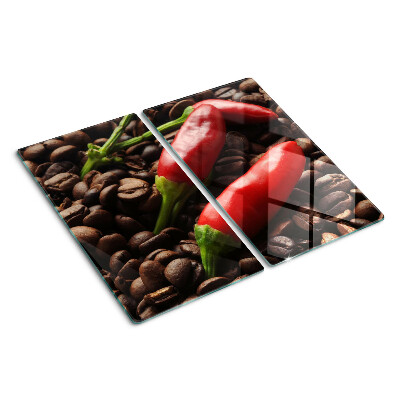 Üveg vágódeszka Kávé és chili paprika
