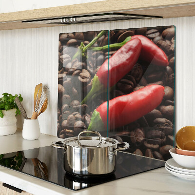 Üveg vágódeszka Kávé és chili paprika