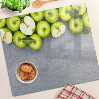 Üveg vágódeszka Zöld alma szürke felületen
