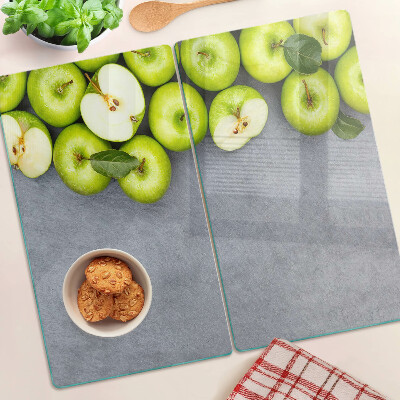 Üveg vágódeszka Zöld alma szürke felületen