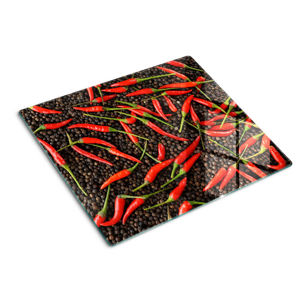 Üveg vágódeszka Chili paprika fekete borssal