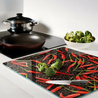 Üveg vágódeszka Chili paprika fekete borssal