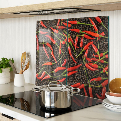 Üveg vágódeszka Chili paprika fekete borssal