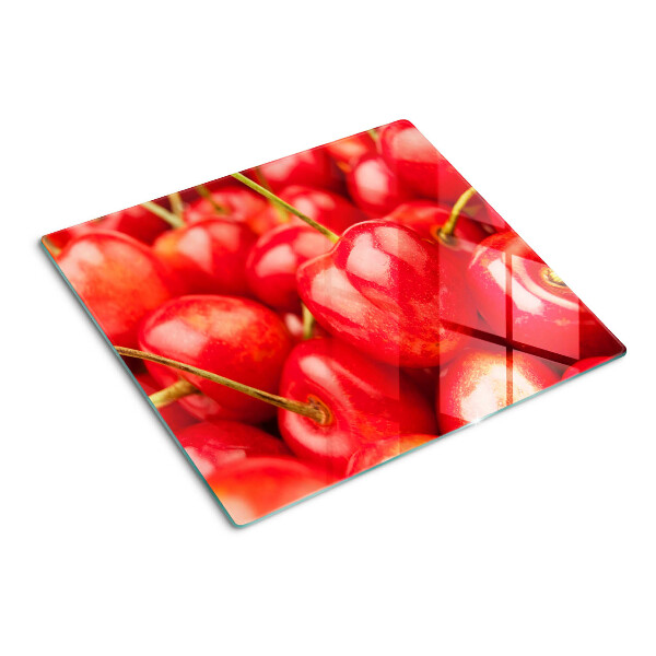 Edzett üveg vágódeszka Cseresznye piros alapon