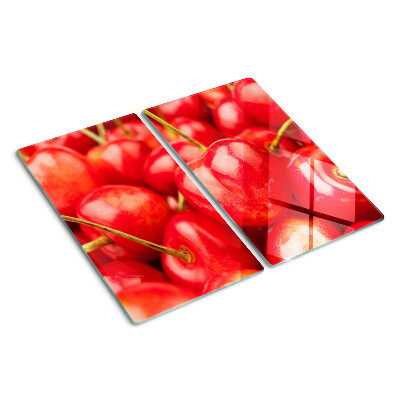 Edzett üveg vágódeszka Cseresznye piros alapon