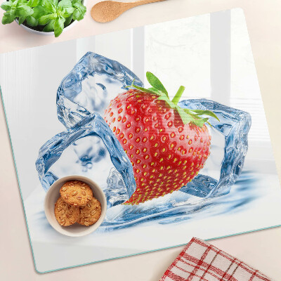 Edzett üveg vágódeszka Eper jégben