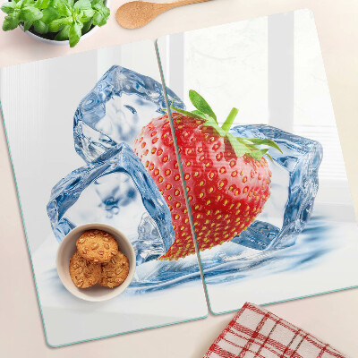 Edzett üveg vágódeszka Eper jégben