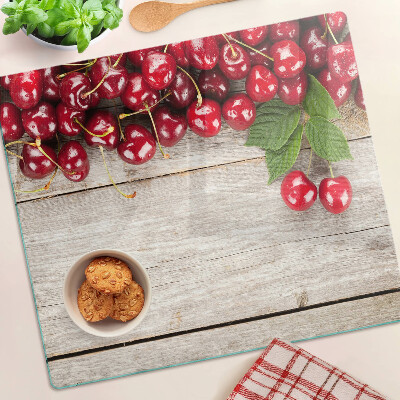 Edzett üveg vágódeszka Cseresznye fa háttéren