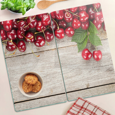 Edzett üveg vágódeszka Cseresznye fa háttéren