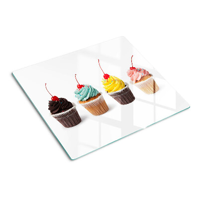 Üveg vágódeszka Cupcake tejszínhabbal és cseresznyével