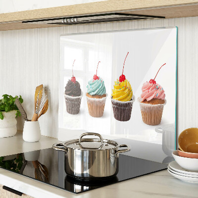 Üveg vágódeszka Cupcake tejszínhabbal és cseresznyével
