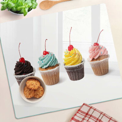 Üveg vágódeszka Cupcake tejszínhabbal és cseresznyével