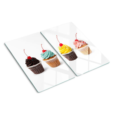 Üveg vágódeszka Cupcake tejszínhabbal és cseresznyével